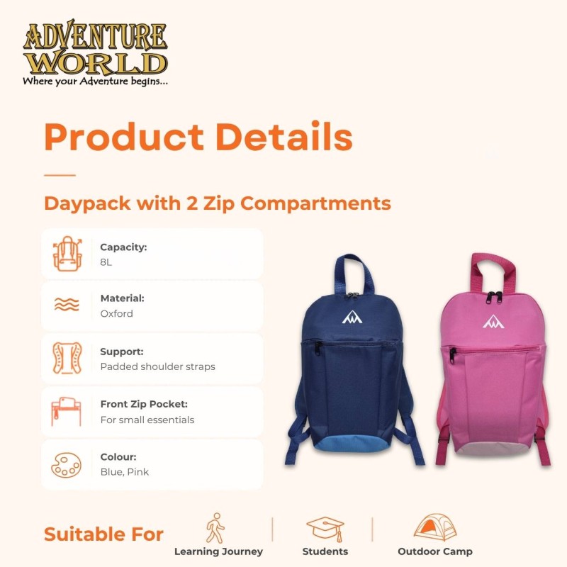 Daypack with 2 Zip Compartments