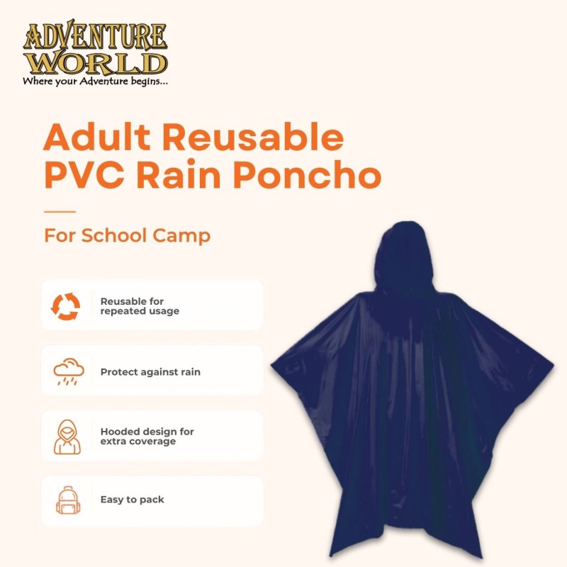 Adult Reusable PVC Rain Poncho