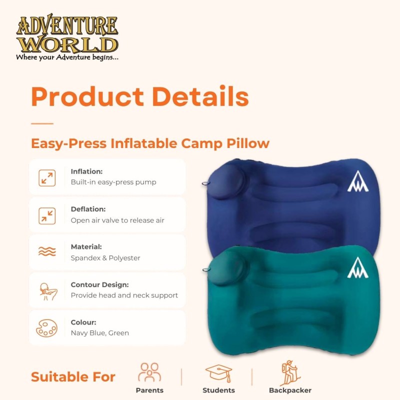 Easy-Press Inflatable Pillow for School Camp
