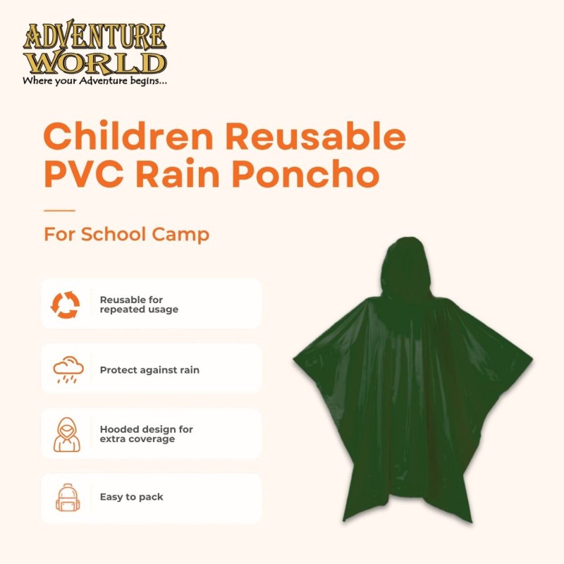 Children Reusable PVC Rain Poncho