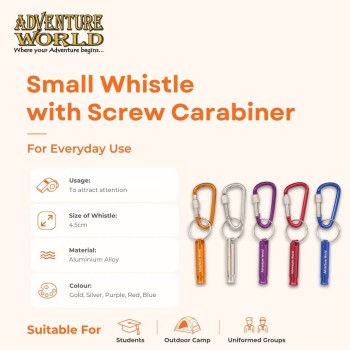 Small Keychain Whistle with Screw Carabiner