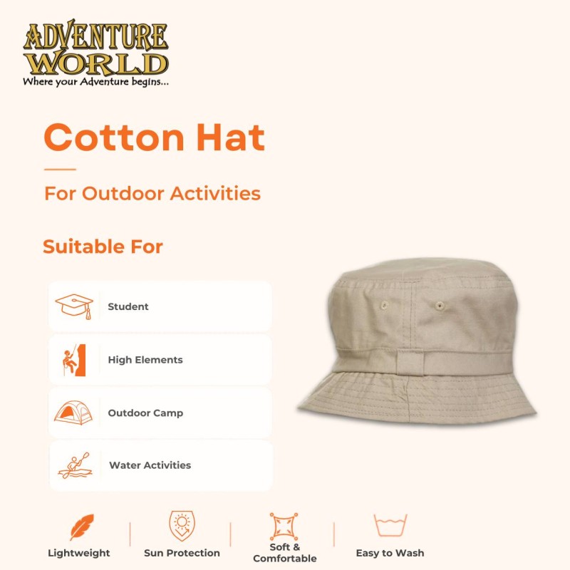 Cotton Bucket Hat for Outdoor Activities & School Camp