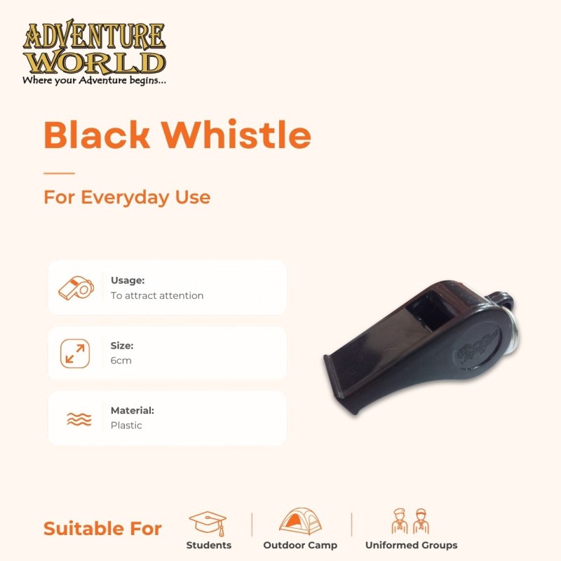Black Whistle for Outdoor Activities & Uniformed Groups